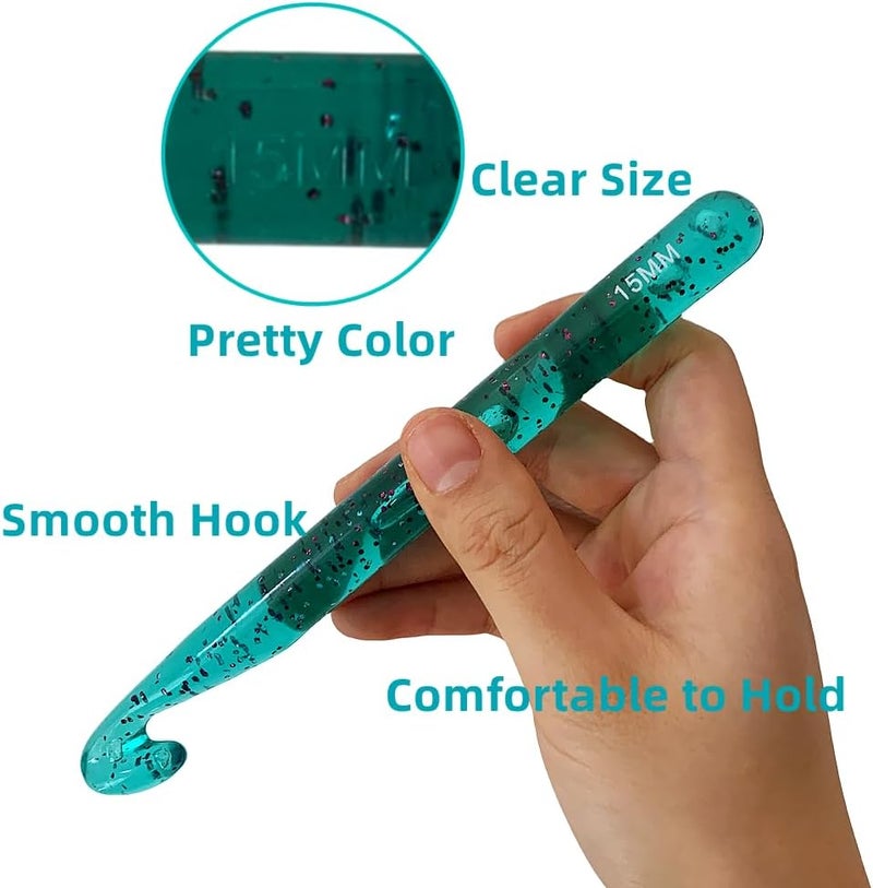 ZICALSO Large Crochet Hooks,25mm 20mm 18mm 15mm 12mm Crochet Hooks for Chunky Yarn,Big 12 mm-25 mm Crochet Hook（Green） - Image 2